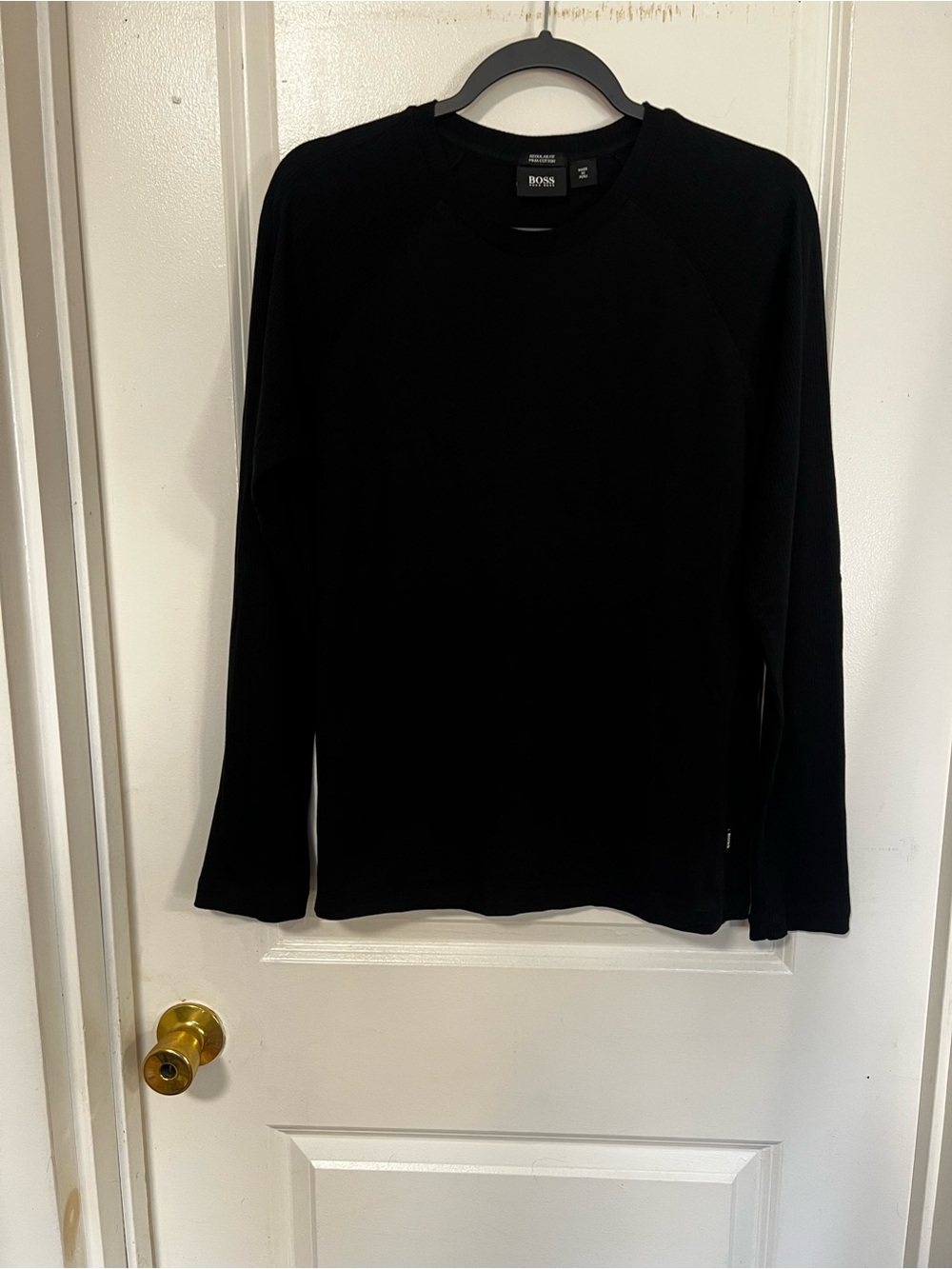 Boss Men's Black Crewneck Long-Sleeve Sweater